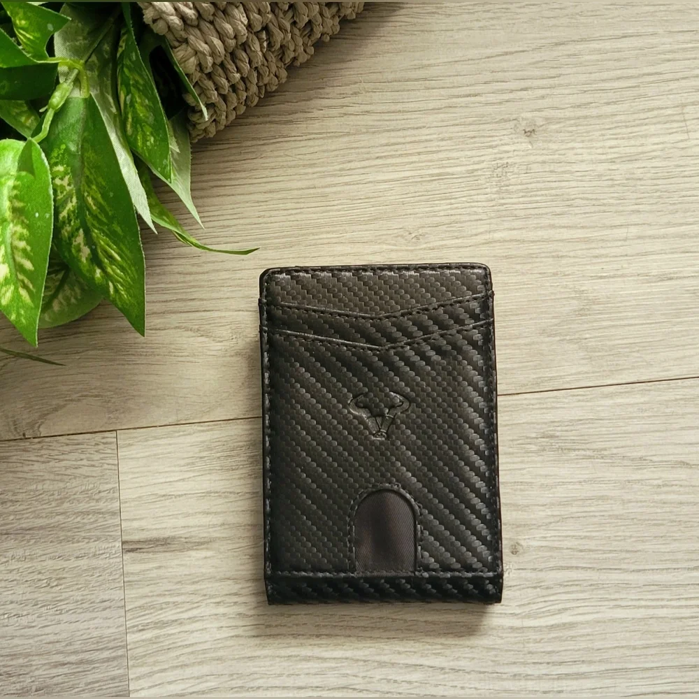 Bulliant Black Leather Slim Zipper Wallet with Card Holdere, 4
